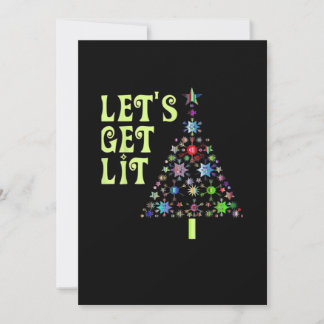 Let's Get Lit Christmas Funny Design Holiday Card