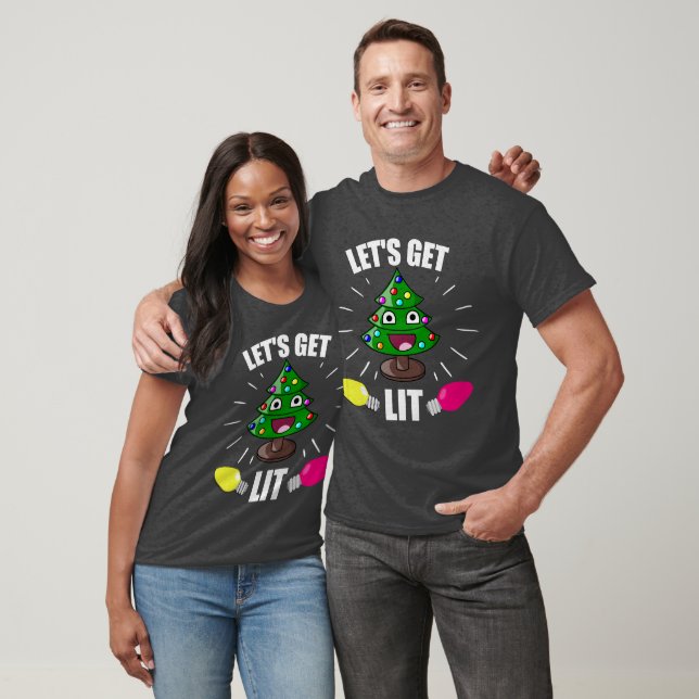 Let's Get Lit Christmas Humor T-Shirt (Unisex)