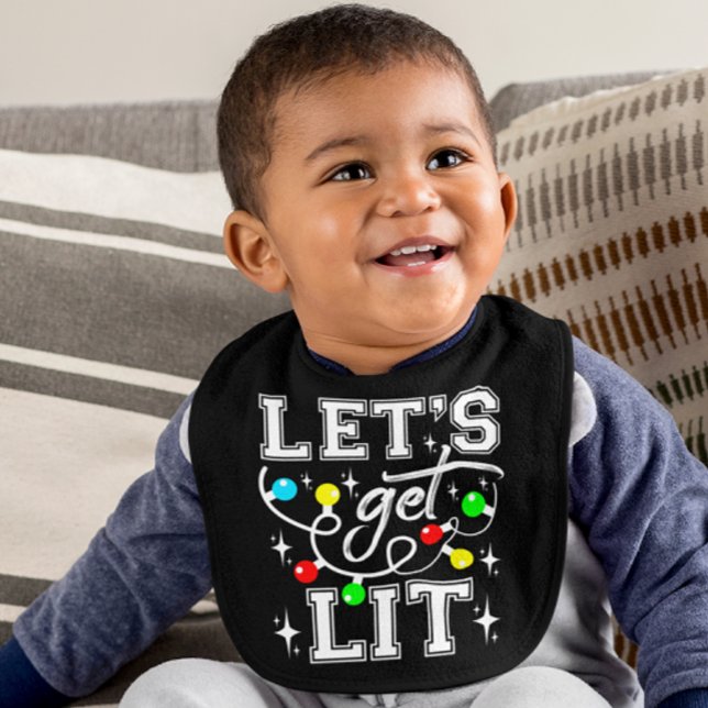 Let's Get Lit Christmas Party Funny - Xmas Light Baby Bib (Creator Uploaded)