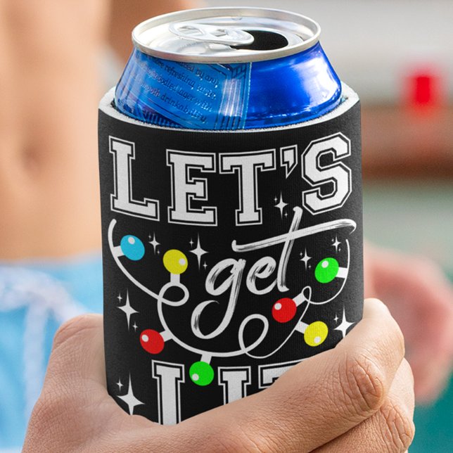 Let's Get Lit Christmas Party Funny - Xmas Light Can Cooler (Creator Uploaded)