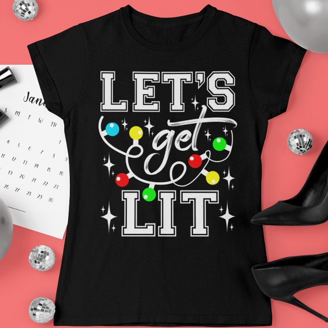 Let's Get Lit Christmas Party Funny - Xmas Light T-Shirt (Creator Uploaded)