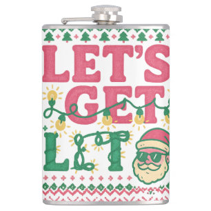 Let's Get Lit Christmas Shirt • Funny Ugly Sweater Flask