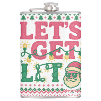 Let's Get Lit Christmas Shirt • Funny Ugly Sweater Flask