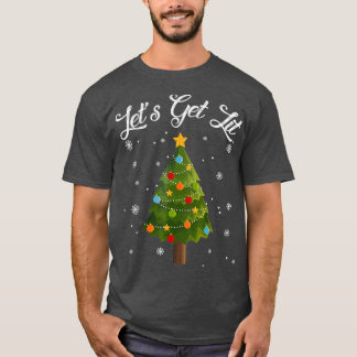 Lets Get Lit Christmas Tree Funny Drinking Gift T-Shirt