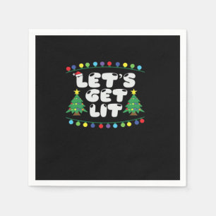Let's Get Lit Christmas Tree Jingle Bells Napkins