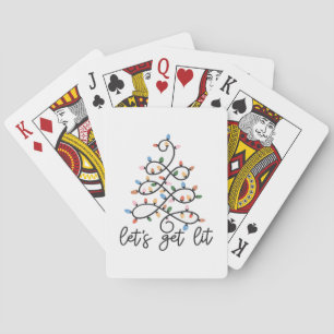 Let's Get Lit Christmas Tree Lights Classic Poker Cards