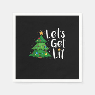 Let's Get Lit Christmas Tree Lights Funny Classic Napkins