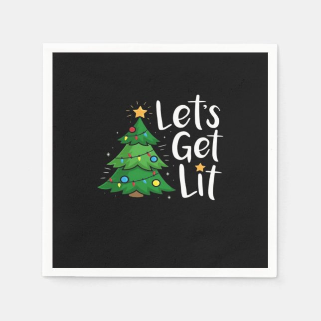 Let's Get Lit Christmas Tree Lights Funny Classic Napkins (Front)