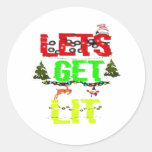Let&#39;s Get Lit Classic Funny Retro Classic Round Sticker