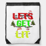 Let&#39;s Get Lit Classic Funny Retro Drawstring Bag
