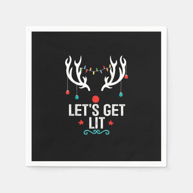 Let's Get Lit Cool Christmas Napkins (Front)