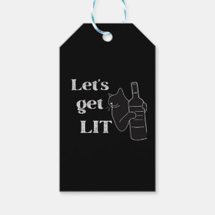 Let's Get Lit. Drinking Cat Classic Gift Tags