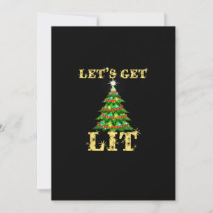Let's Get Lit Drinking Funny Christmas Holiday Card