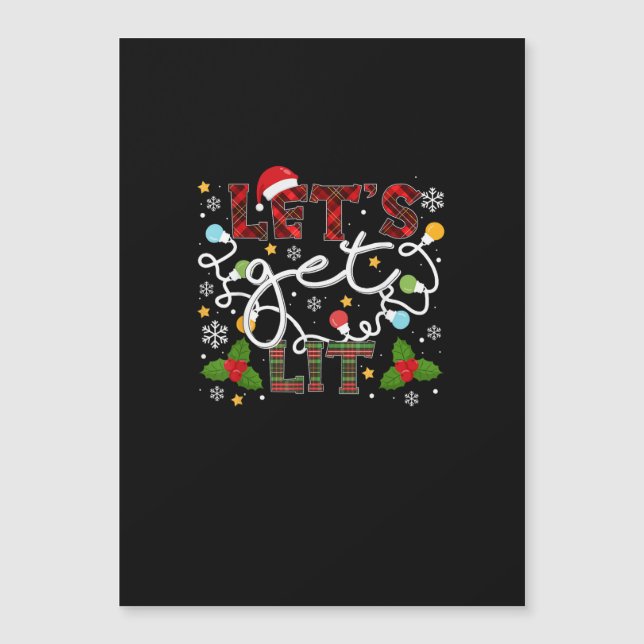 Let's Get Lit Drinking Santa Christmas Lights (Front)