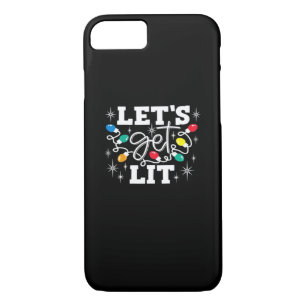 Let's Get Lit Drinking Santa Hat Christmas Lights iPhone 8/7 Case