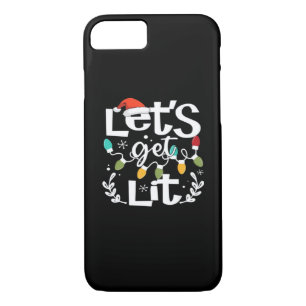 Let's Get Lit Drinking Santa Hat Christmas Lights iPhone 8/7 Case