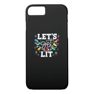 Let's Get Lit Drinking Santa Hat Christmas Lights iPhone 8/7 Case