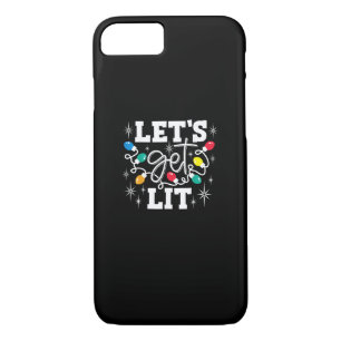 Let's Get Lit Drinking Santa Hat Christmas Lights iPhone 8/7 Case