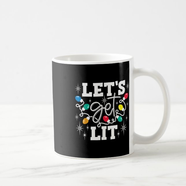 Let's Get Lit Drinking Santa Hat Christmas Lights  Coffee Mug (Right)