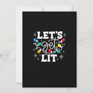 Let's Get Lit Drinking Santa Hat Christmas Lights Holiday Card