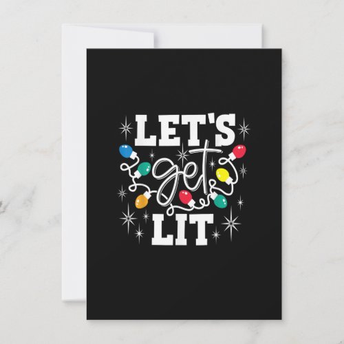 Lets Get Lit Drinking Santa Hat Christmas Lights  Invitation