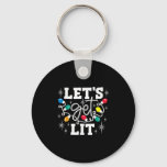 Let&#39;s Get Lit Drinking Santa Hat Christmas Lights  Keychain