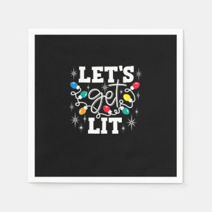Let's Get Lit Drinking Santa Hat Christmas Lights  Napkins