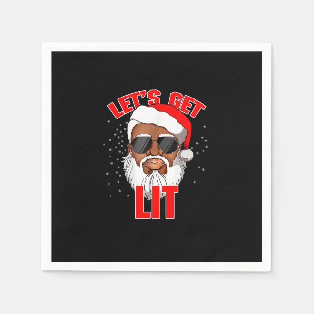Let's Get Lit Drinking Santa Hat Christmas Lights  Napkins (Front)