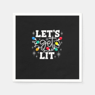 Let's Get Lit Drinking Santa Hat Christmas Lights Napkins