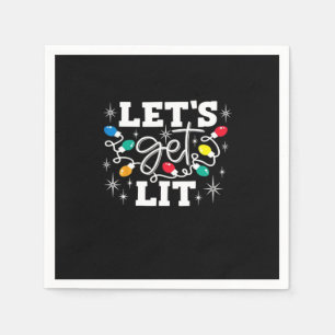 Let's Get Lit Drinking Santa Hat Christmas Lights  Napkins