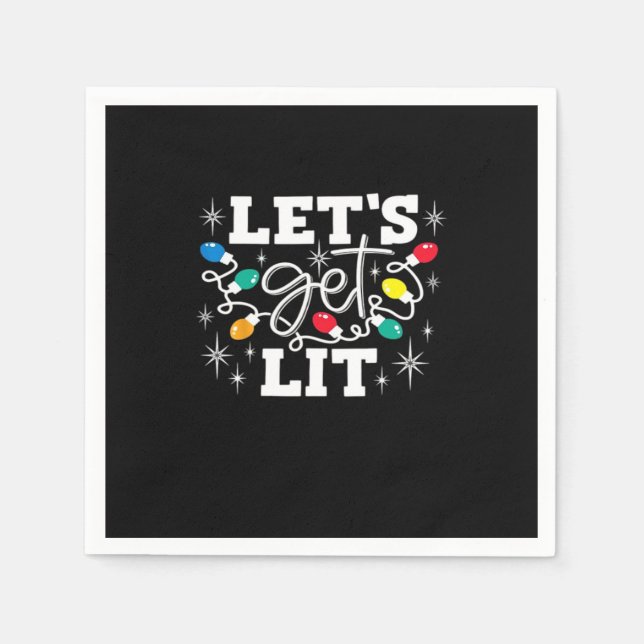 Let's Get Lit Drinking Santa Hat Christmas Lights  Napkins (Front)