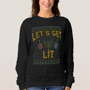 Let's Get Lit Drinking Ugly Hanukkah Sweater