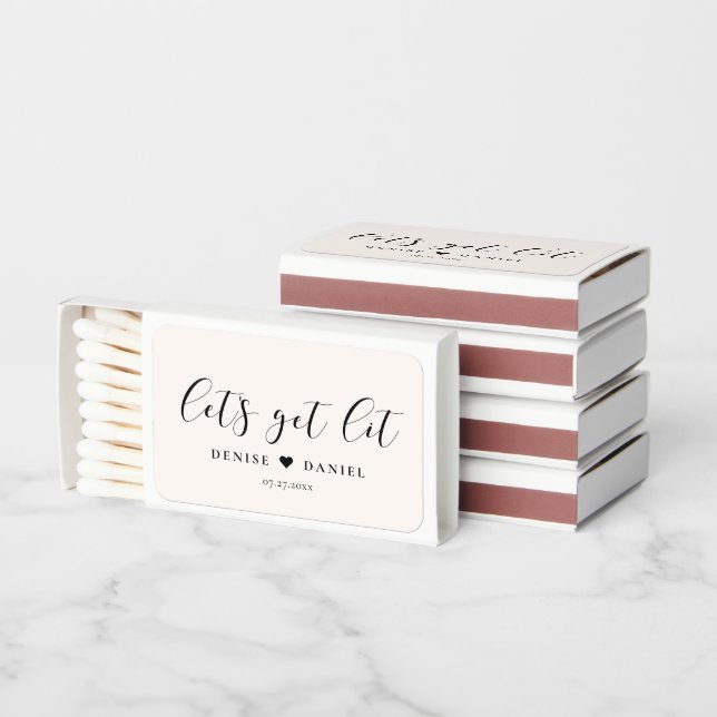 Let's get lit Elegant design wedding favors Matchboxes (Stacked)
