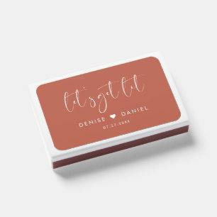 Let's get lit Elegant & modern terracotta wedding Matchboxes