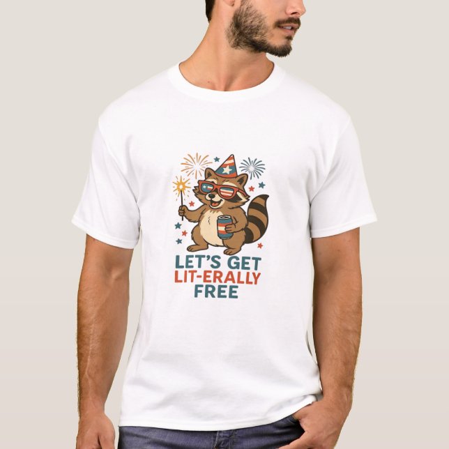 Let's Get Lit-erally Free Design - Fun Party Quote T-Shirt (Front)
