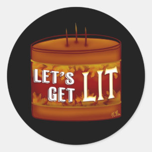 Let's Get Lit Fall Candle Classic Classic Round Sticker