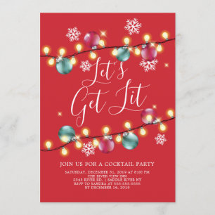 Let's Get Lit Festive Holiday Party Invitation