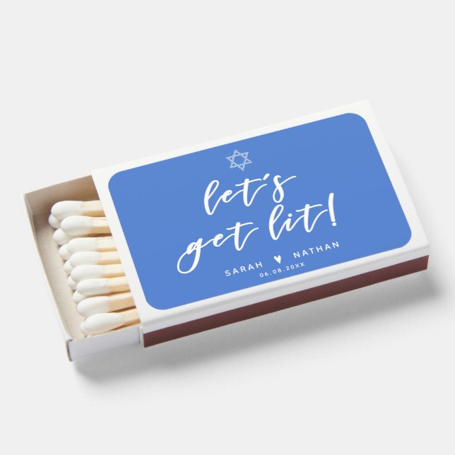 Let's get lit!  - Fun Jewish Wedding Matchboxes (Front Open)