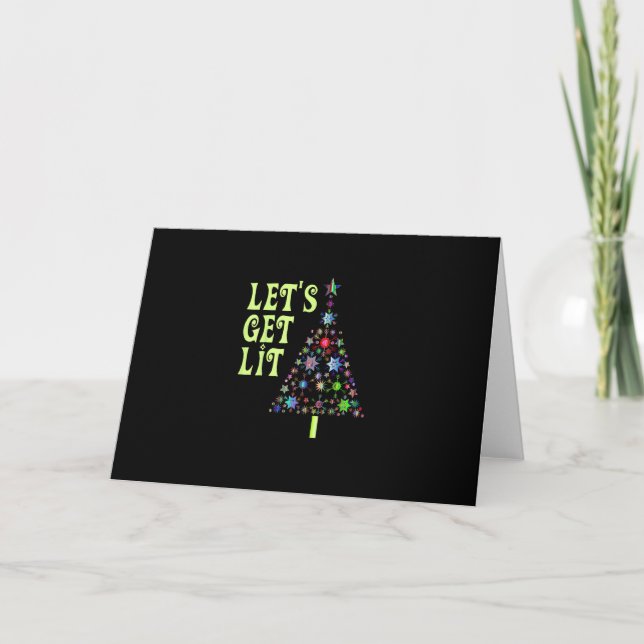 Let's Get Lit Funny Christmas Card (Front)