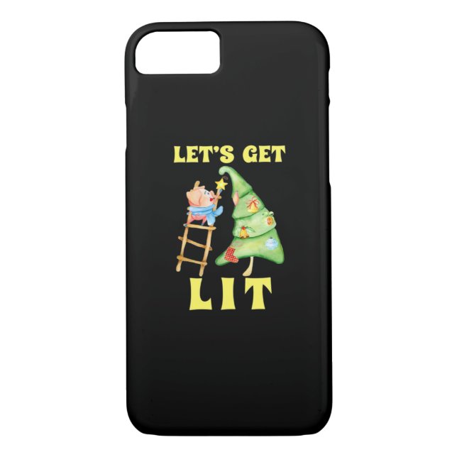 Let's Get Lit Funny Christmas Drinking Classic Case-Mate iPhone Case (Back)