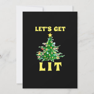 Let's Get Lit Funny Christmas Drinking Classic Holiday Card