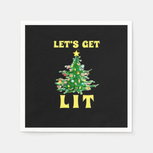 Let's Get Lit Funny Christmas Drinking Classic Napkins