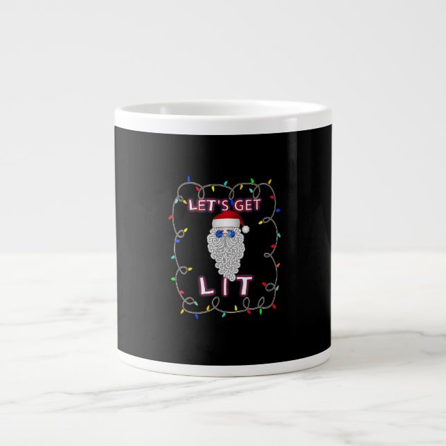 Let's Get Lit Funny Christmas Drinking Giant Coffee Mug (Front)