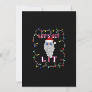 Let's Get Lit Funny Christmas Drinking Holiday Card