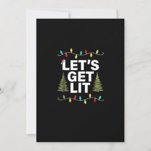 Let's Get Lit Funny Christmas Drinking Lights Holiday Card