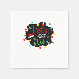 Let's Get Lit Funny Christmas Drinking Lights Sant Napkins