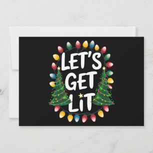 Let's Get Lit Funny Christmas Drinking Xmas Lights Holiday Card