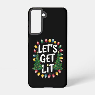 Let's Get Lit Funny Christmas Drinking Xmas Lights Samsung Galaxy S21 Case