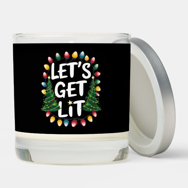 Let's Get Lit Funny Christmas Drinking Xmas Lights Scented Candle (Lid)