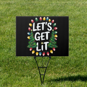 Let's Get Lit Funny Christmas Drinking Xmas Lights Sign